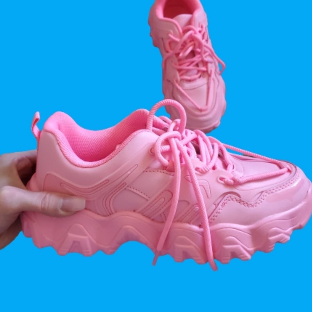 Womens Chunky Pastel Bubblegum Pink Egirl Harajuku Sneakers Size 7
